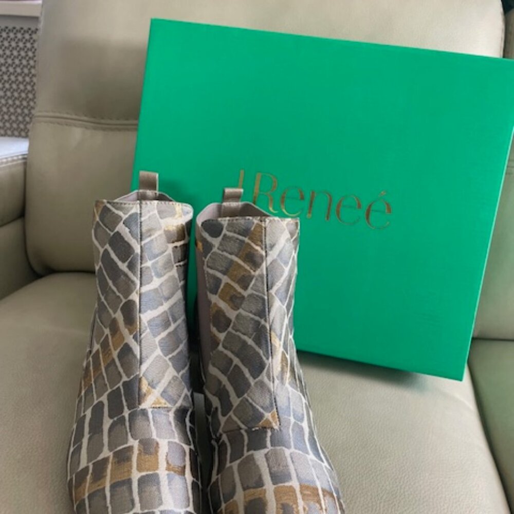 Croco Taupe Gold Boots